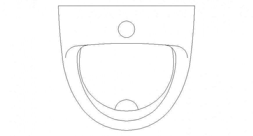 Cad drawings details of  top view stylish  semi circled washbasin for washroom 