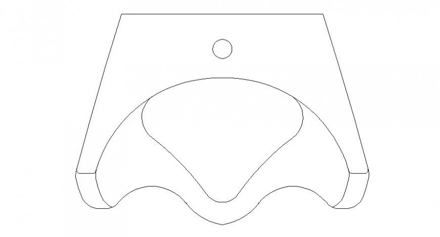 CAd drawings details of  top view stylish washbasin for washroom