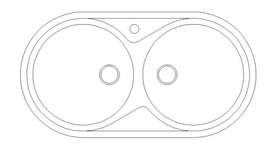 Cad drawings details of top wash basin circled inner