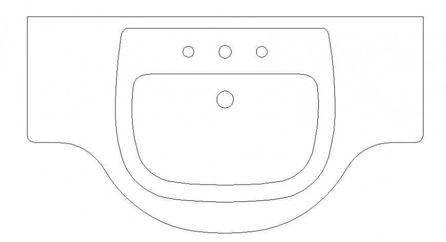 Cad drawings details of top wash basin circled with round platform for vessels