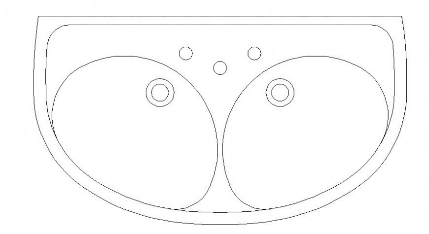 Cad drawings details of  top wash basin circled with round  platform for vessels inner