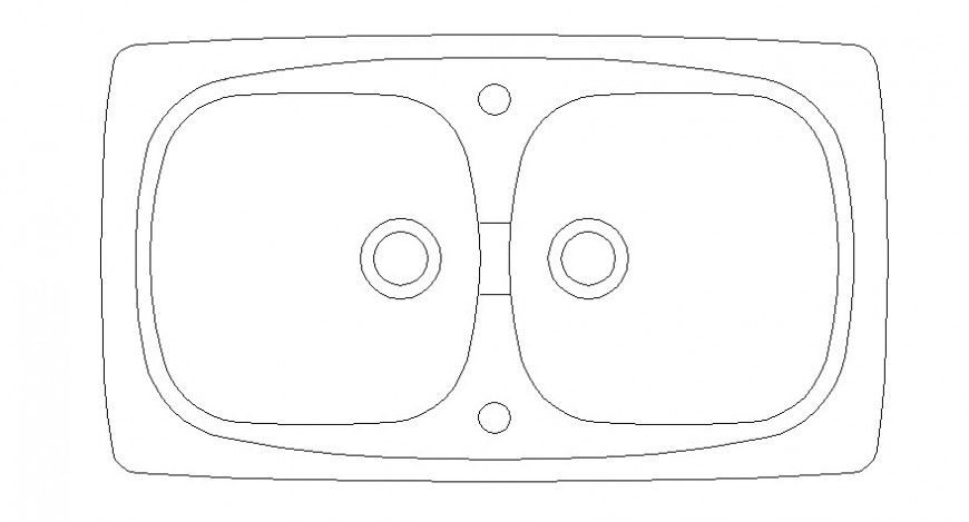 CAd drawings details of  top wash basin curvy between two