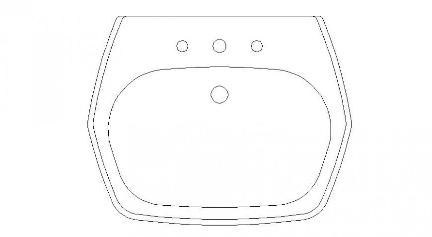 CAd drawings details of  top wash basin ordinary  