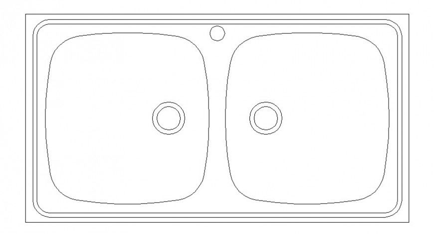 Cad drawings details of top wash basin rectangle