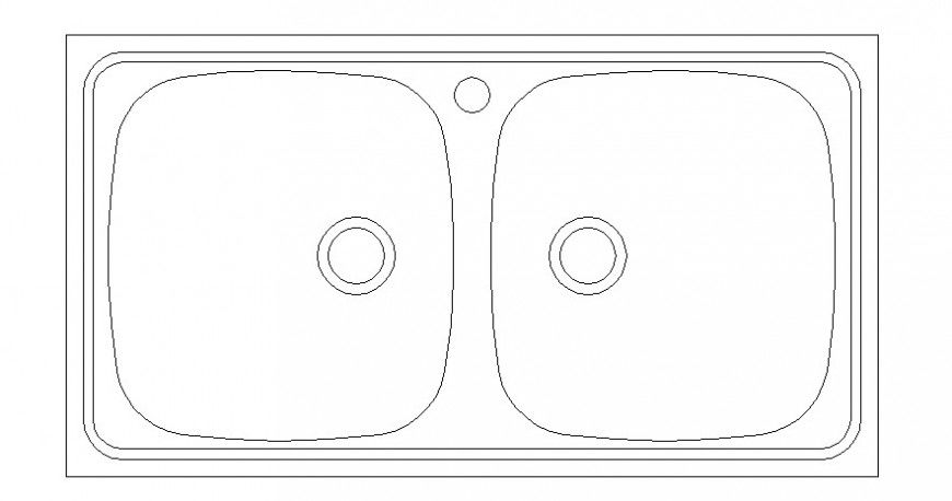 Cad drawings details of top wash basin rectangle inner