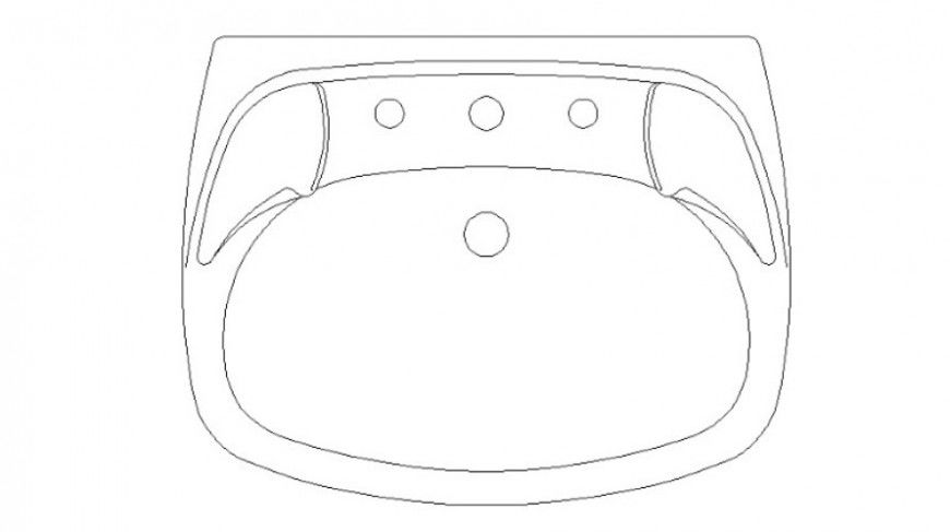 Cad drawings details of top wash basin washroom square
