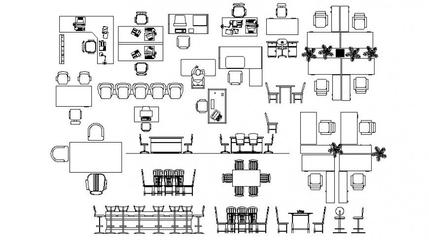 Cad drawings details of  work station  table and chair