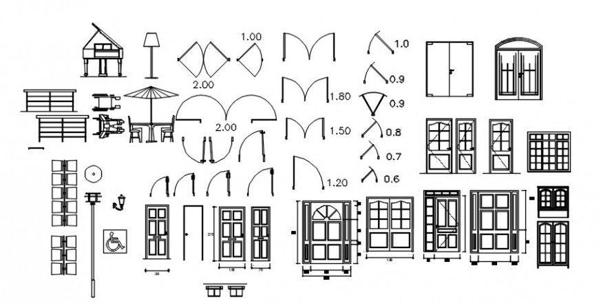 Curved Doors AutoCAD Drawing Details DWG File with Block Units