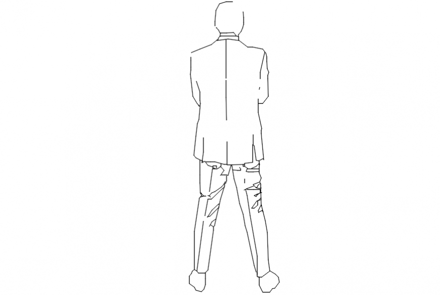 CAd drawings details of  back pose with folded hand