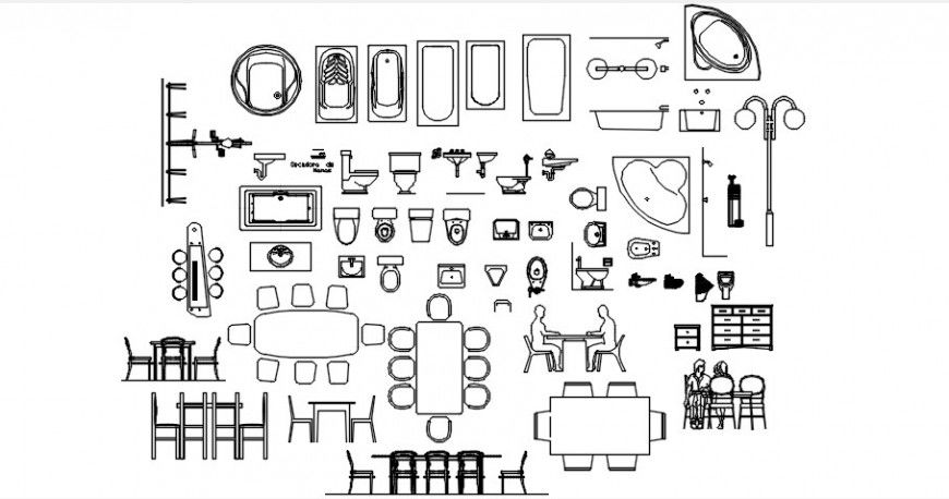 Cad drawings details of bath tub