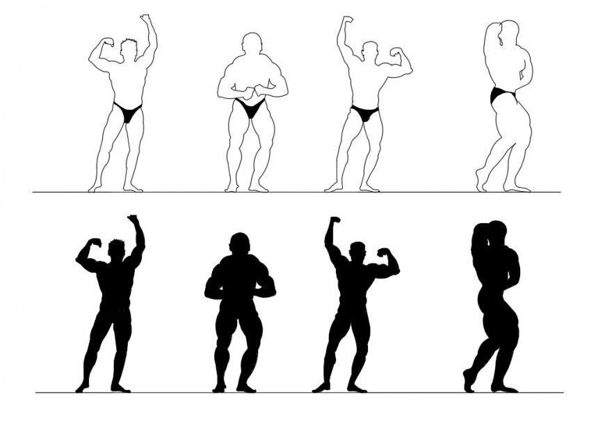 CAd drawings details of  body builder people