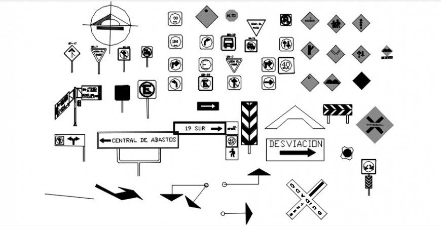 Cad drawings details of  cad logo symbols front view and top details