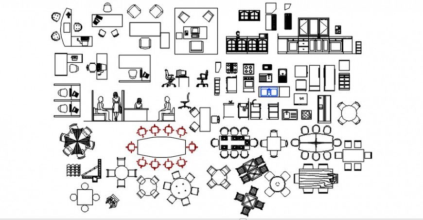 Cad drawings details of  dining conference table