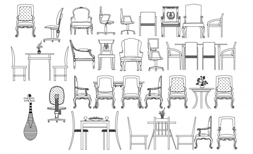 CAd drawings details of  front elevation of designer chair