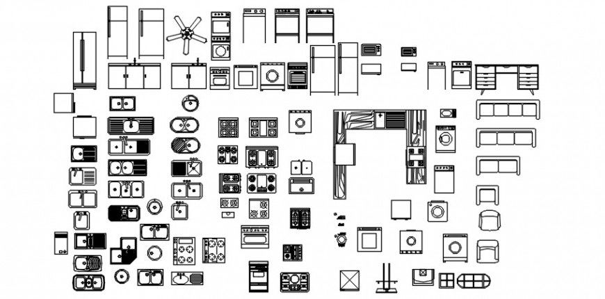 CAD drawings details of  kitchen equipment utility  