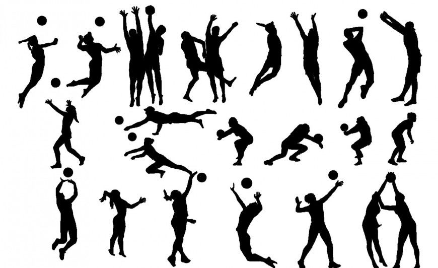 CAd drawings details of  people playing volley ball