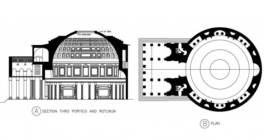 CAd drawings details of  portico  and pantheon pillars  