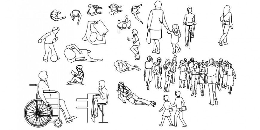 Cad drawings details of  sleeping and other activities people