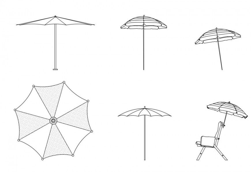 CAd drawings details of  top elevation of umbrella