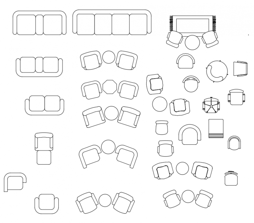 CAd drawings details of 2 seater sofa  