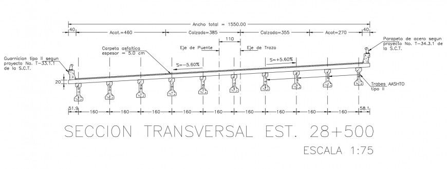 CAD drawings details of 2d bridge structure AutoCAD file