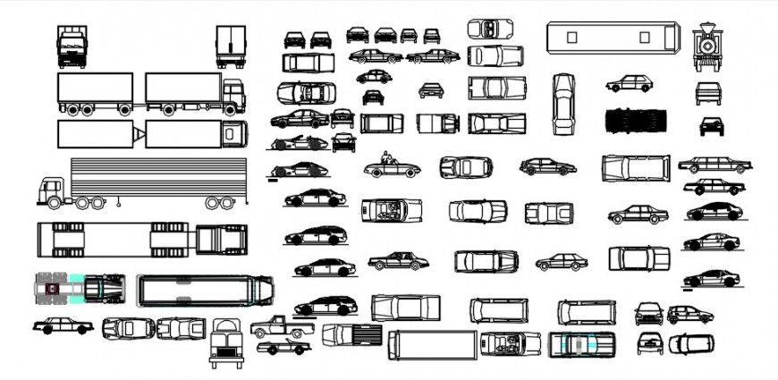 Cad drawings details of  long luxury cars