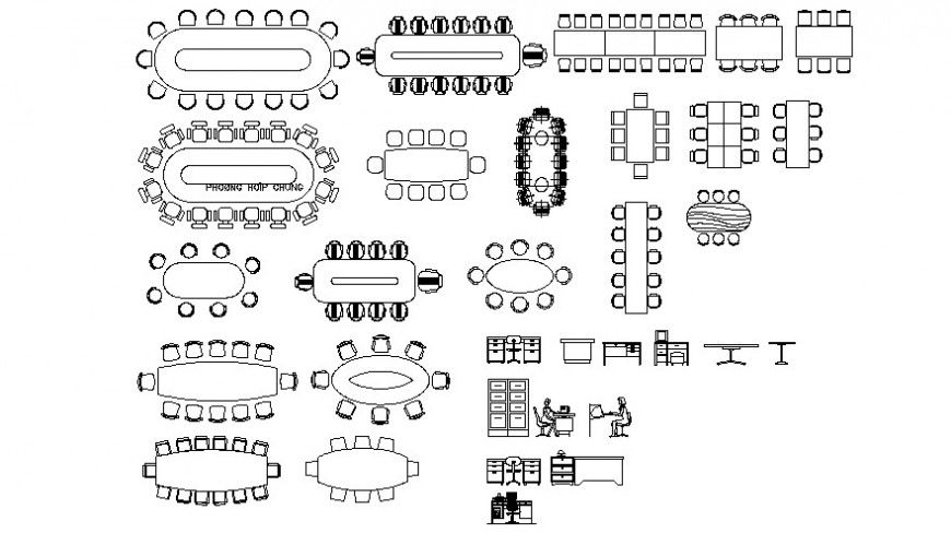 Cad drawings details of a different phase of office furniture table