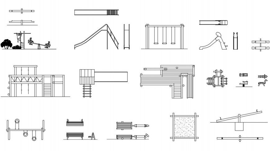 CAd drawings details of a playground for kids elevation