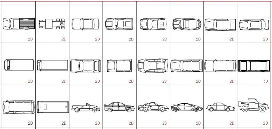 Cad drawings details of a top  view of  sports cars