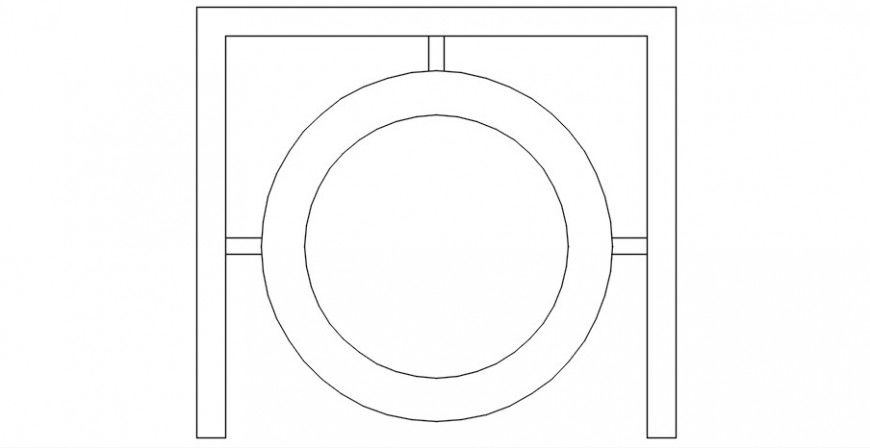 CAd drawings details of a top  view of designer round square chair