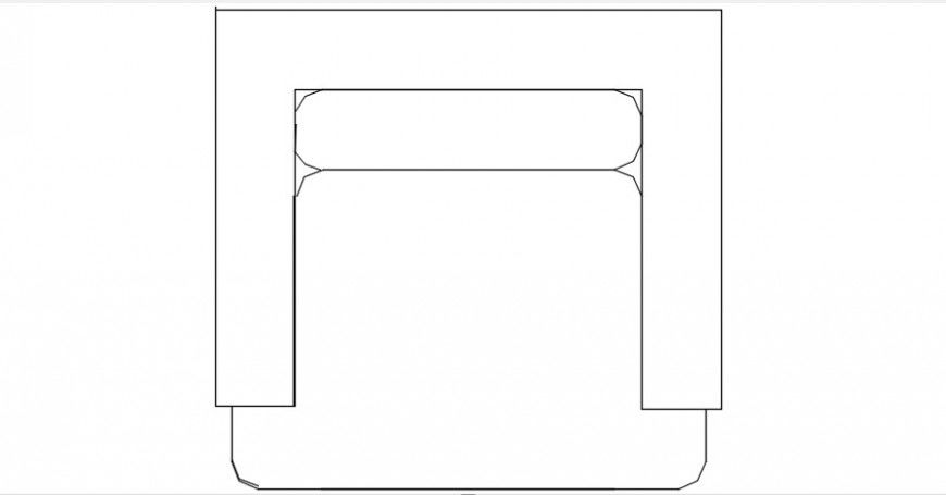 Cad drawings details of a top view of one seater sofa with square hand rest