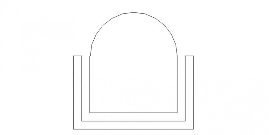 CAD drawings details of a top view of curved chair 