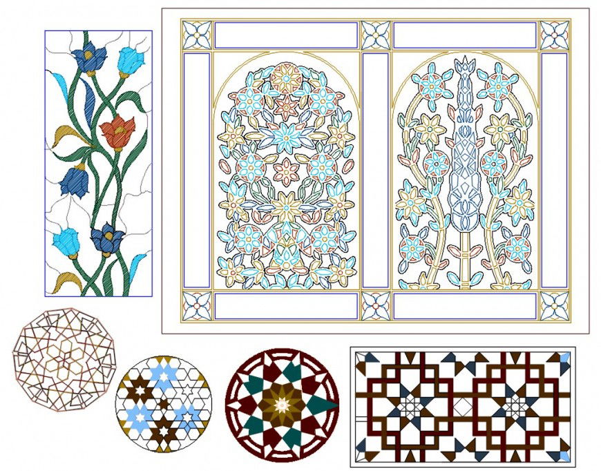 CAD drawings details of a top view of decorative wall and floor design