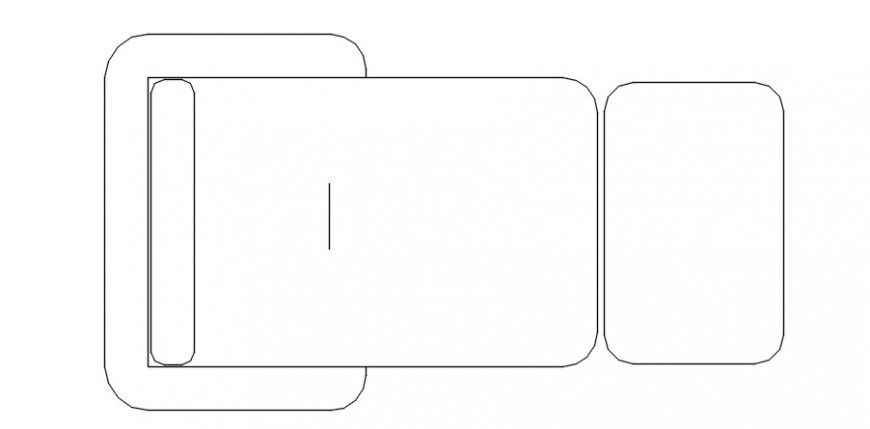 Cad drawings details of a top view of sofa bed