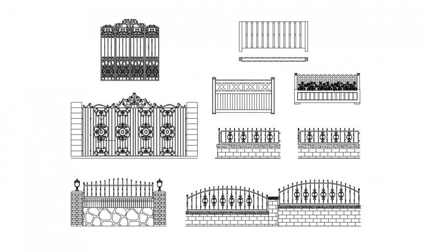 CAd drawings details of apartment main gate with old stylish gate detail