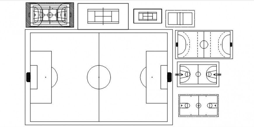 CAd drawings details of badminton field    