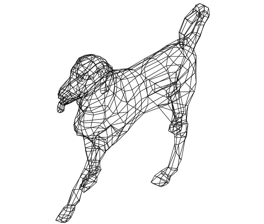 CAd drawings details of barking  3d dog