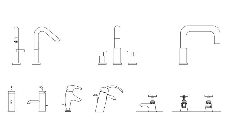 CAd drawings details of bathroom different taps