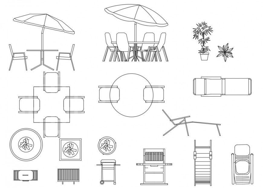 CAd drawings details of beach resort furniture
