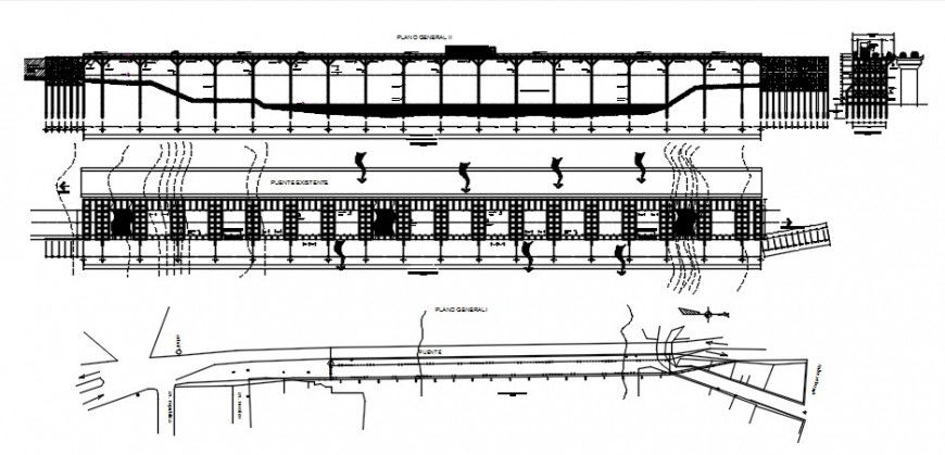 CAD drawings details of bridge structure plan and elevation dwg autocad file
