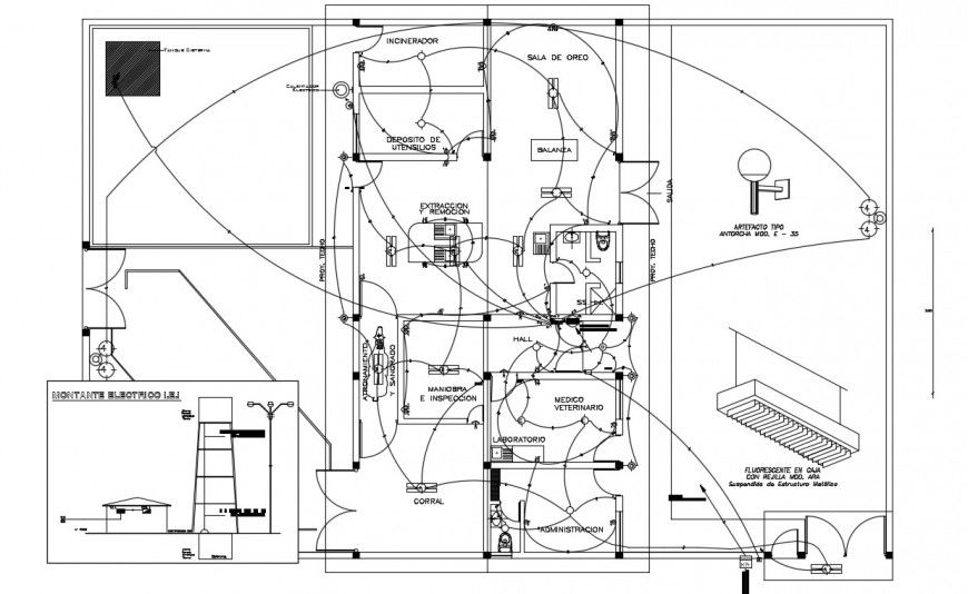 CAD drawings details of building electrical installation layout plan dwg file