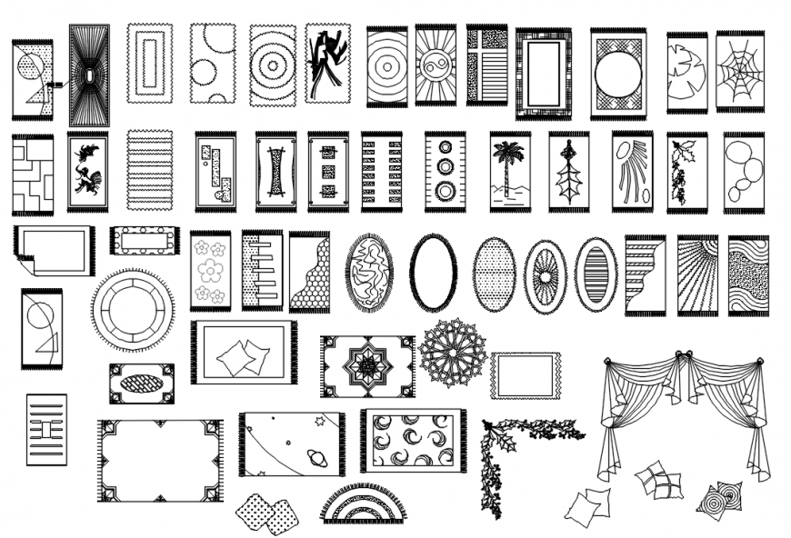CAd drawings details of carpet and curtains