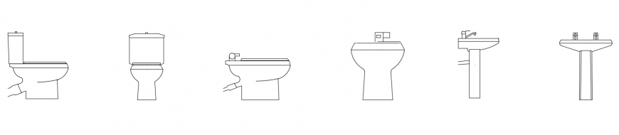 CAd drawings details of closet and washbasins