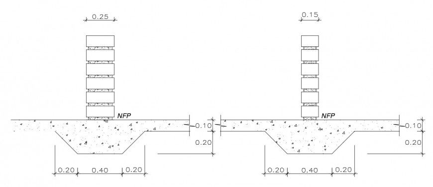CAD drawings details of concrete masonry 2d view dwg file