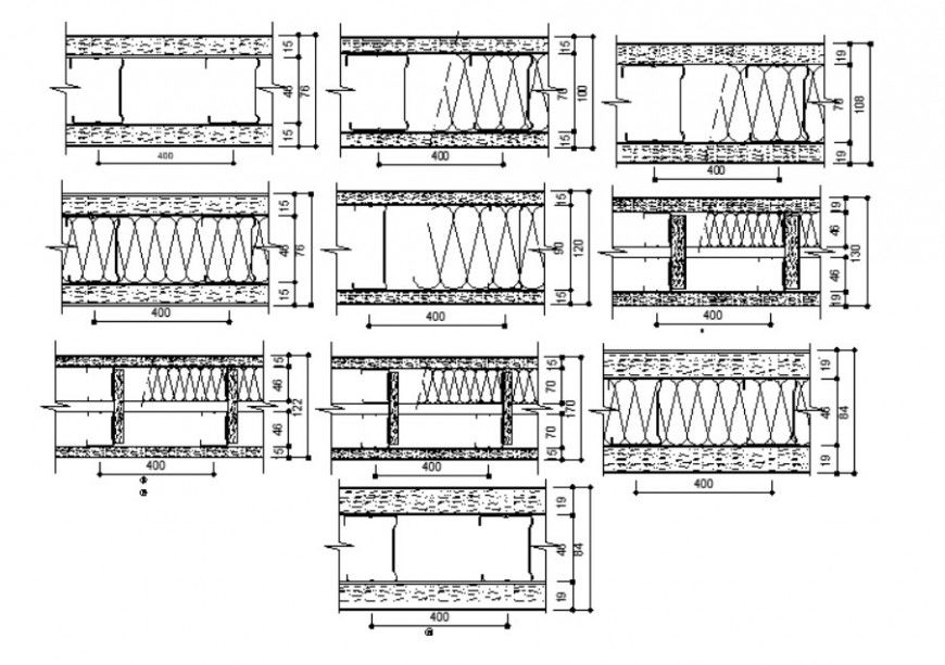 CAD drawings details of concrete masonry units 2d view autocad file