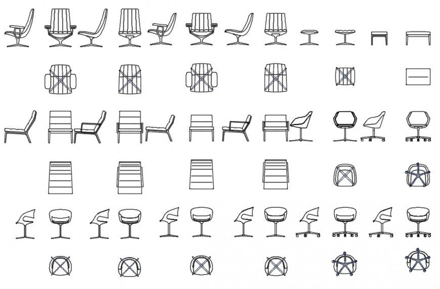 CAd drawings details of designer office chair