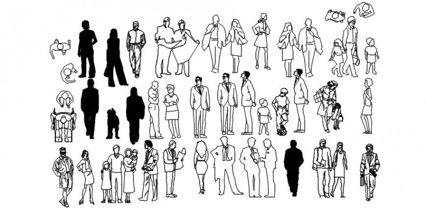 Cad drawings details of different type of people