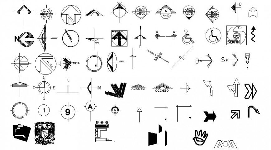 CAD drawings details of direction signs 2d view dwg file