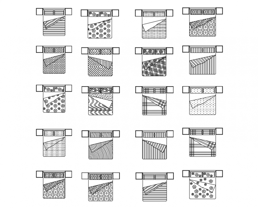 CAd drawings details of double bed 2