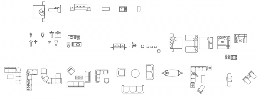 Cad drawings details of double bed and single bed
